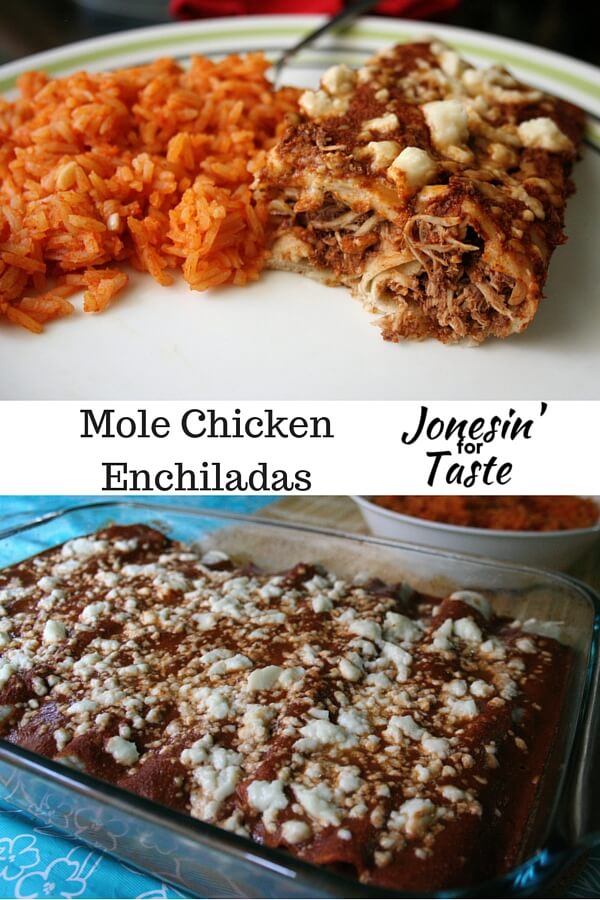 Mole chicken enchiladas are stuffed with deliciously spicy chicken slow cooked in a homemade mole sauce.