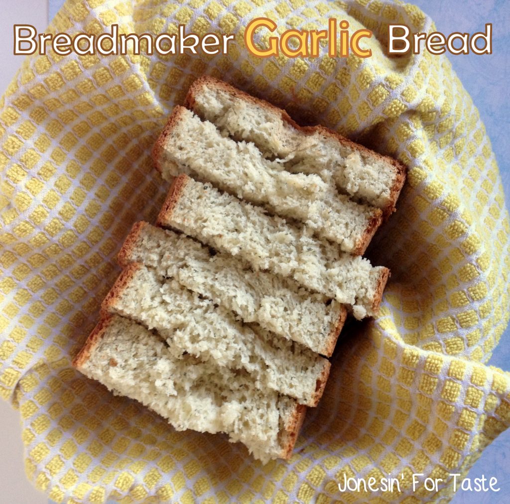 Breadmaker Garlic Bread-just toss it in and go. Pair with slow cooker meal for a great busy day dinner.
