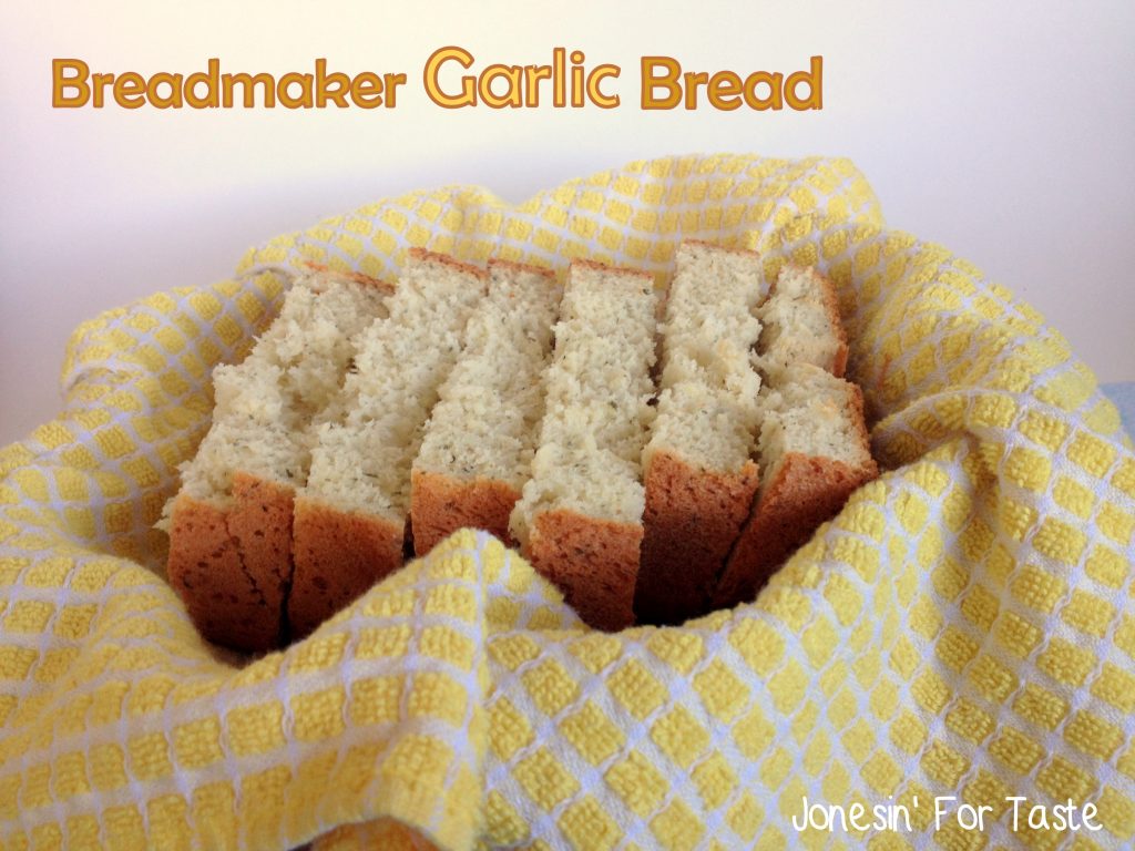 Breadmaker Garlic Bread-just toss it in and go. Pair with slow cooker meal for a great busy day dinner.