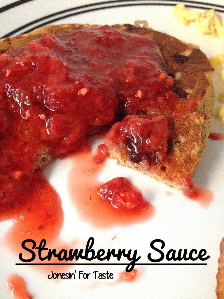 Strawberry sauce as a topping for pancakes