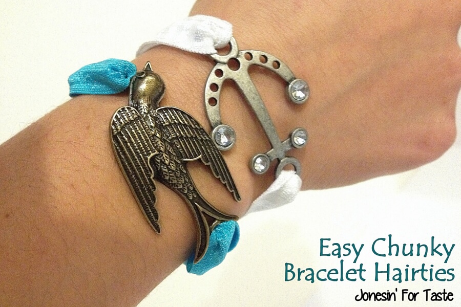 Easy Chunky Bracelet Hairties so simple they can be finished in just a few minutes to dress up your arm or your hair.