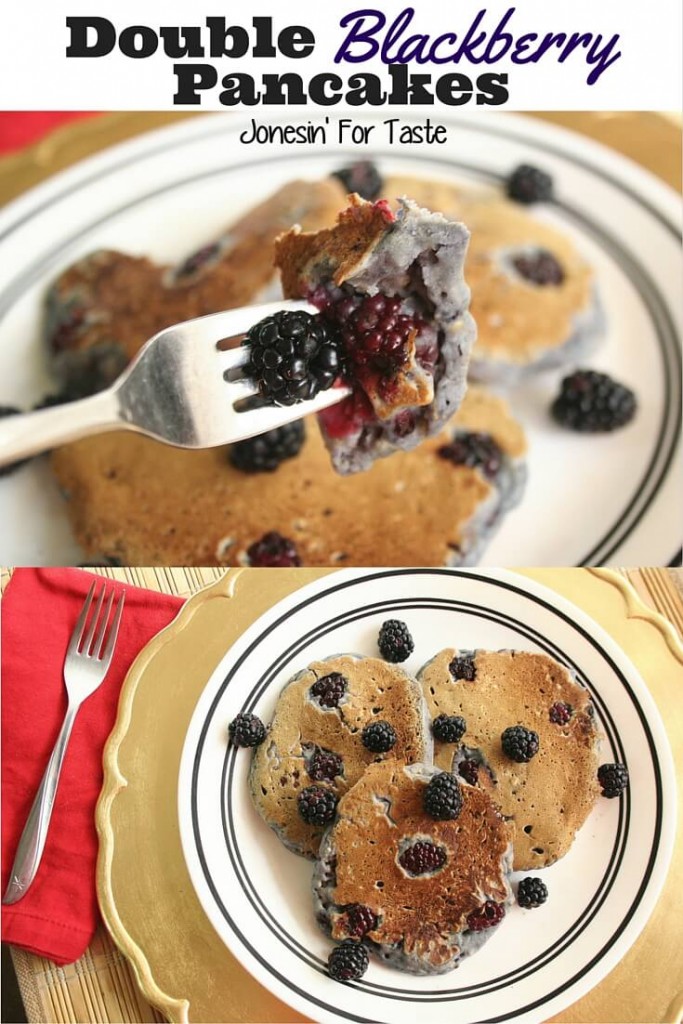 Loaded with mashed and whole blackberries these Double Blackberry Pancakes are sure to be a hit at breakfast!
