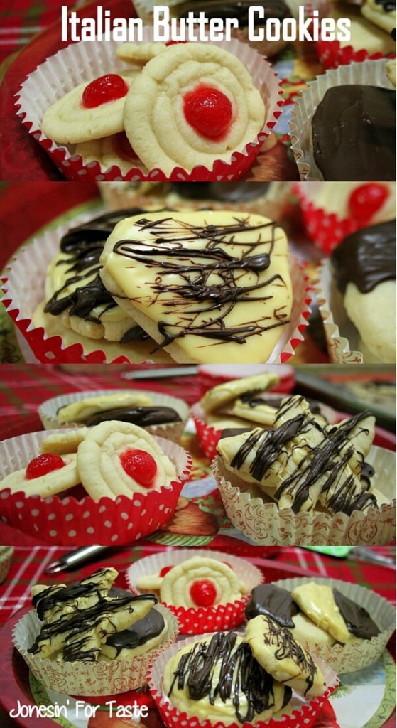 a collage showing different ways of decorating italian butter cookies