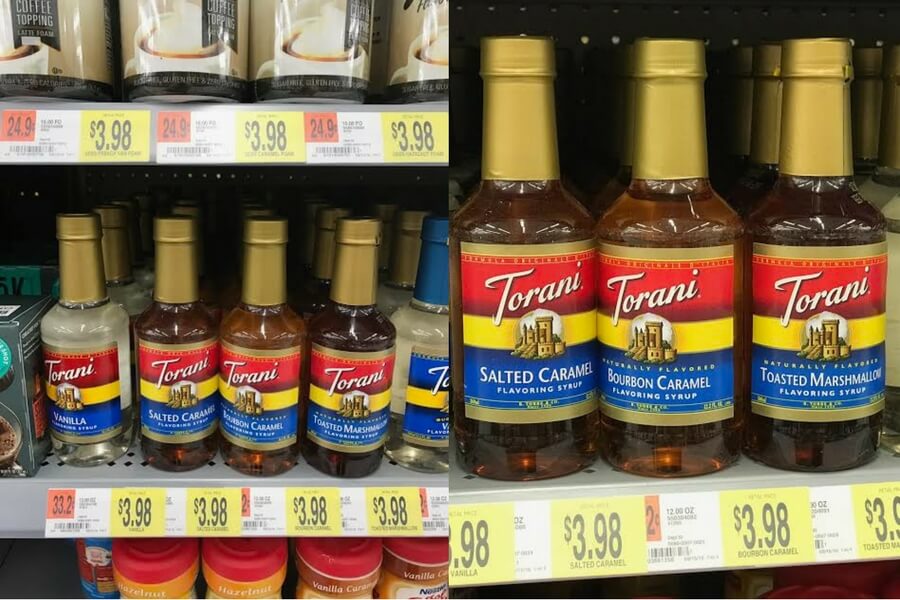 torani syrups on the shelf in the grocery store