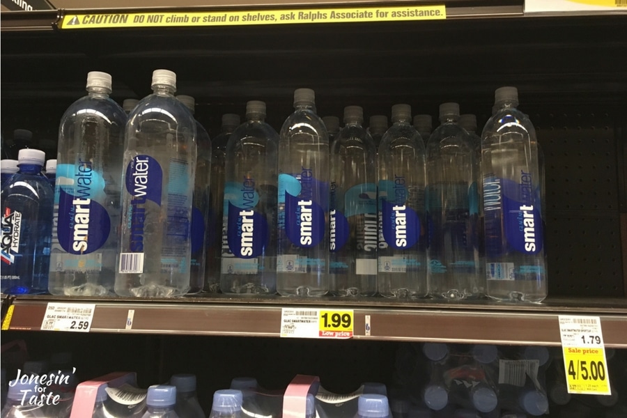 Bottles of smart water on a store shelf
