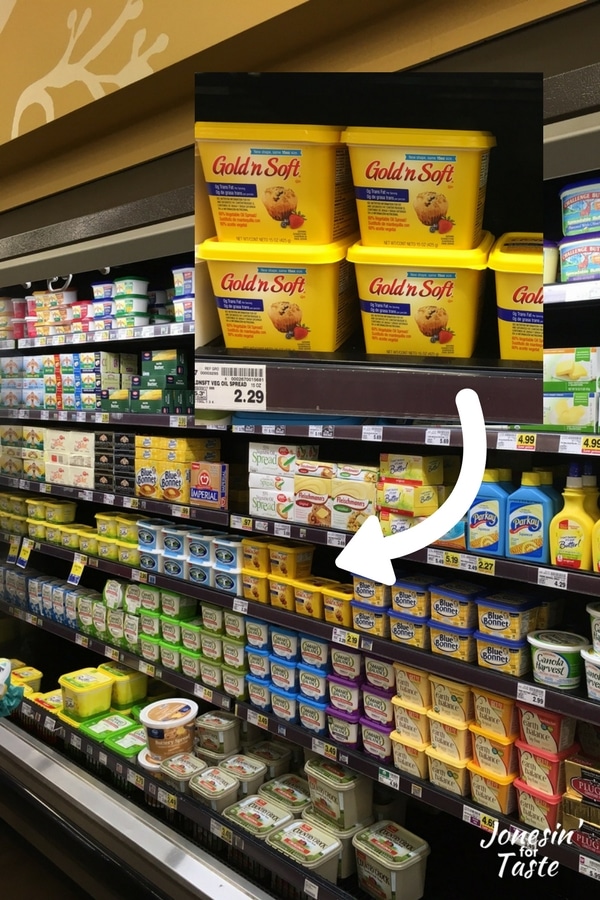 An in store photo showing where to find Gold n Soft spread