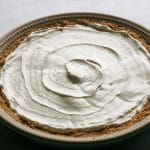 A No Bake Key Lime Pie filling swirled into the crust without coconut topping