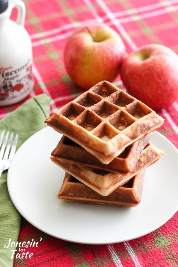 A stack of Chai spiced apple waffles