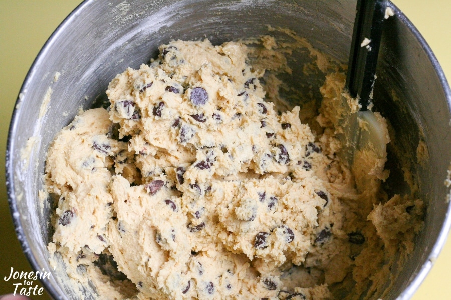 Chocolate chip cookie dough batter