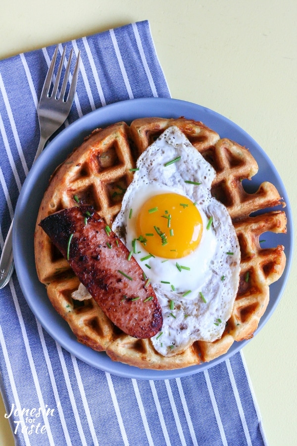 Savory White Cheddar and Chive Cornmeal Waffles