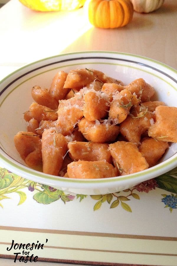 a bowl of sweet potato gnocchi