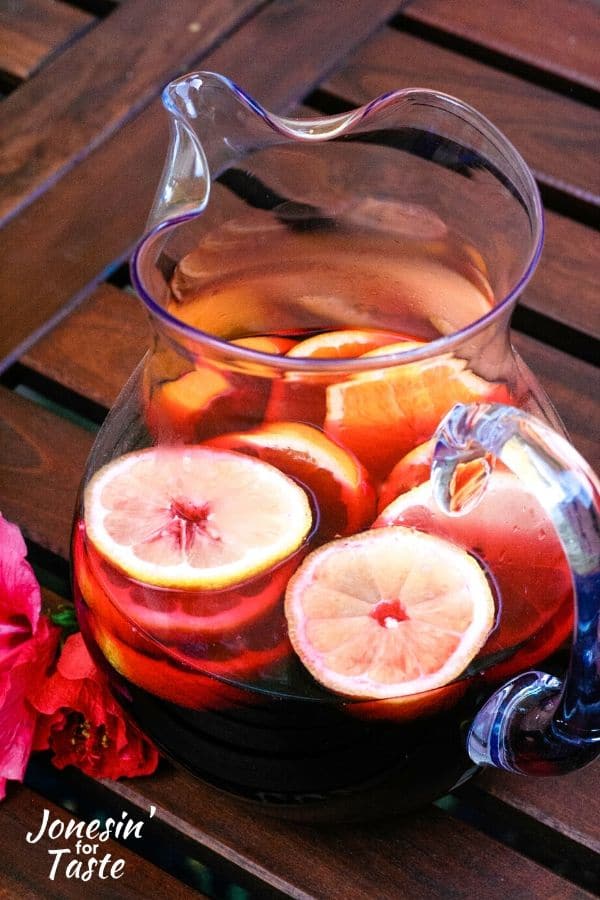 a pitcher of hibiscus tea