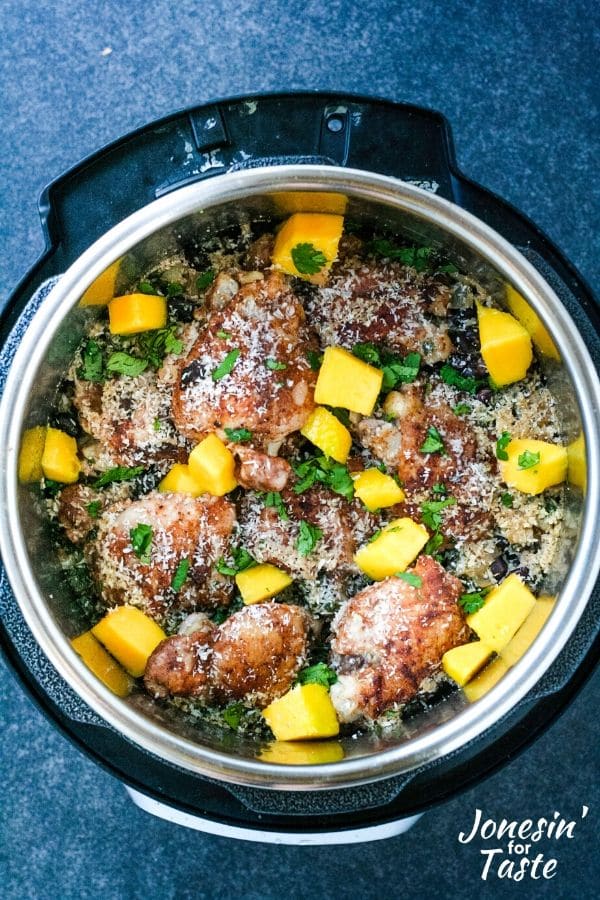 finished jamaican jerk chicken in the instant pot