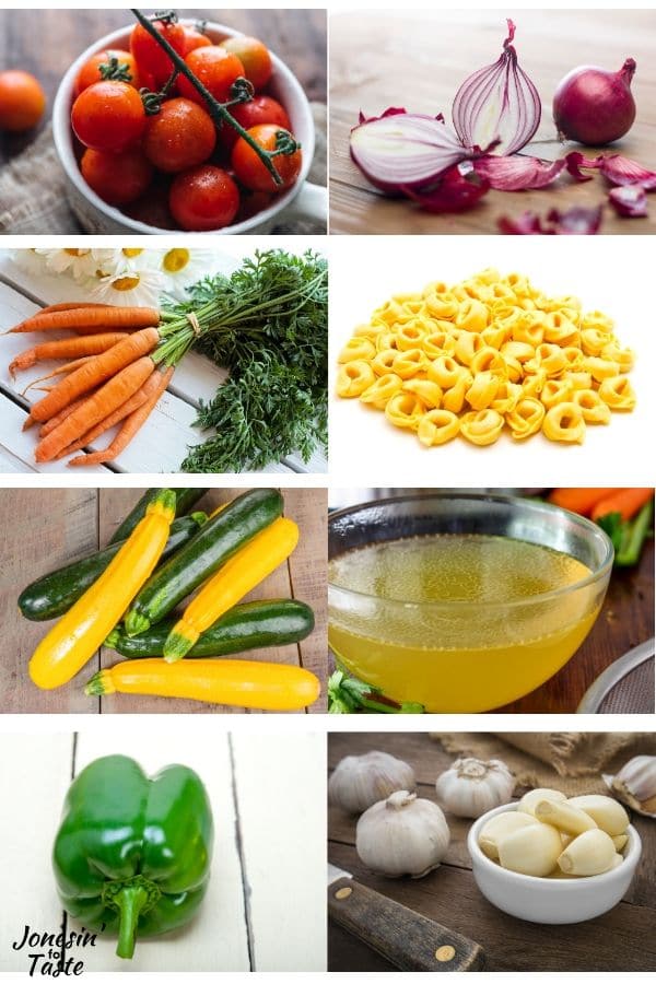 collage of ingredients needed to make the pasta