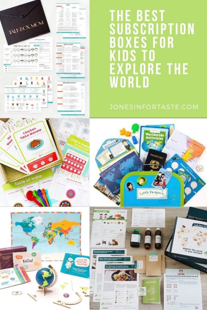a collage with different subscription boxes for kids
