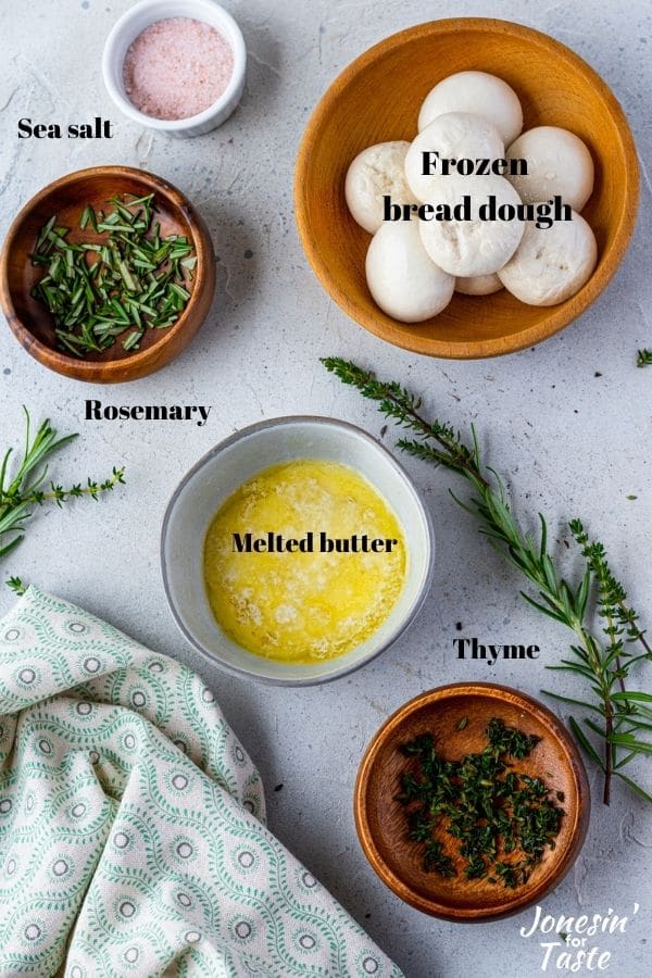 various ingredients laid out on a table in bowls
