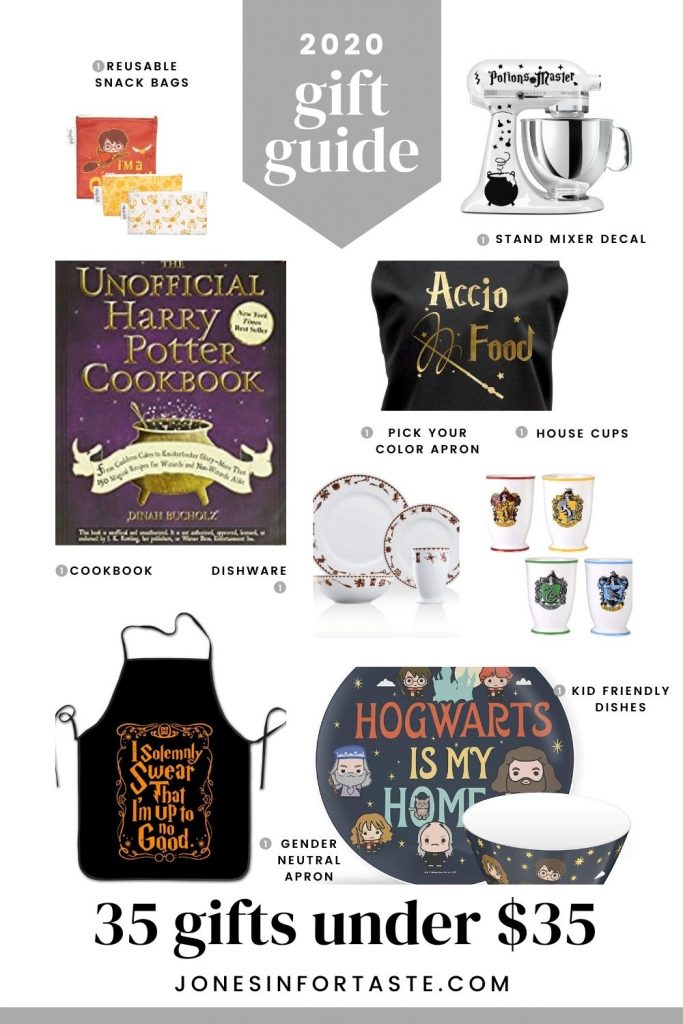 collage showing various Harry Potter themed gifts